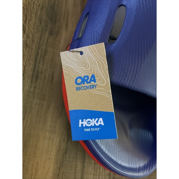 Hoka Ora Recovery Slide 3 Men Size 14 Blue Red Comfort Sandal Slip On New - Picture 3 of 6